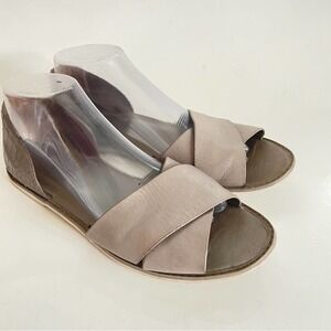 Vince Gray Leather IDA Criss-Criss D’orsay Flats Sandals Open Toe Woodsmoke 9